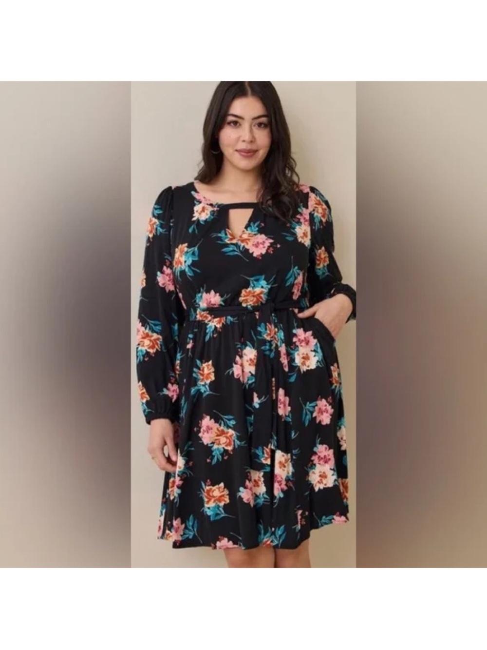 Torrid MINI STRETCH CHALLIS ALINE DRESS Black Floral